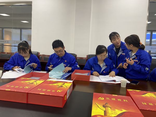 4月18日，制氣車間黨支部與質(zhì)量監(jiān)督檢驗部黨支部在彬州公司會議室開展對標交流活動。查閱制氣車間黨支部黨建臺賬畫面。.jpg